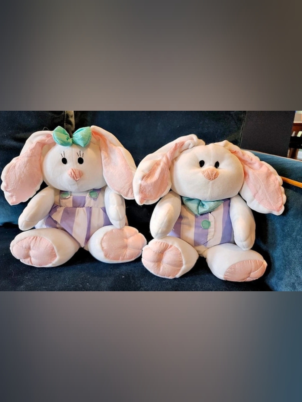 Gibson 1997 Stuffed Bunnies Set of 2 in Pink & Purple